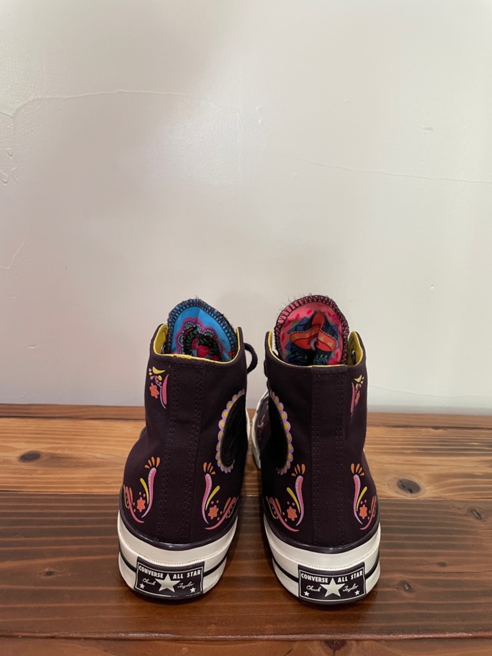 Converse Chuck 70 Platform Day of the Dead Black Cherry/Amarillo Sneakers 8.5 - Picture 14 of 16